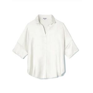 Women PJ Harlow Ivory Fran Silk Satin Top XL Luxury Sleepwear Boxy Cozy USA